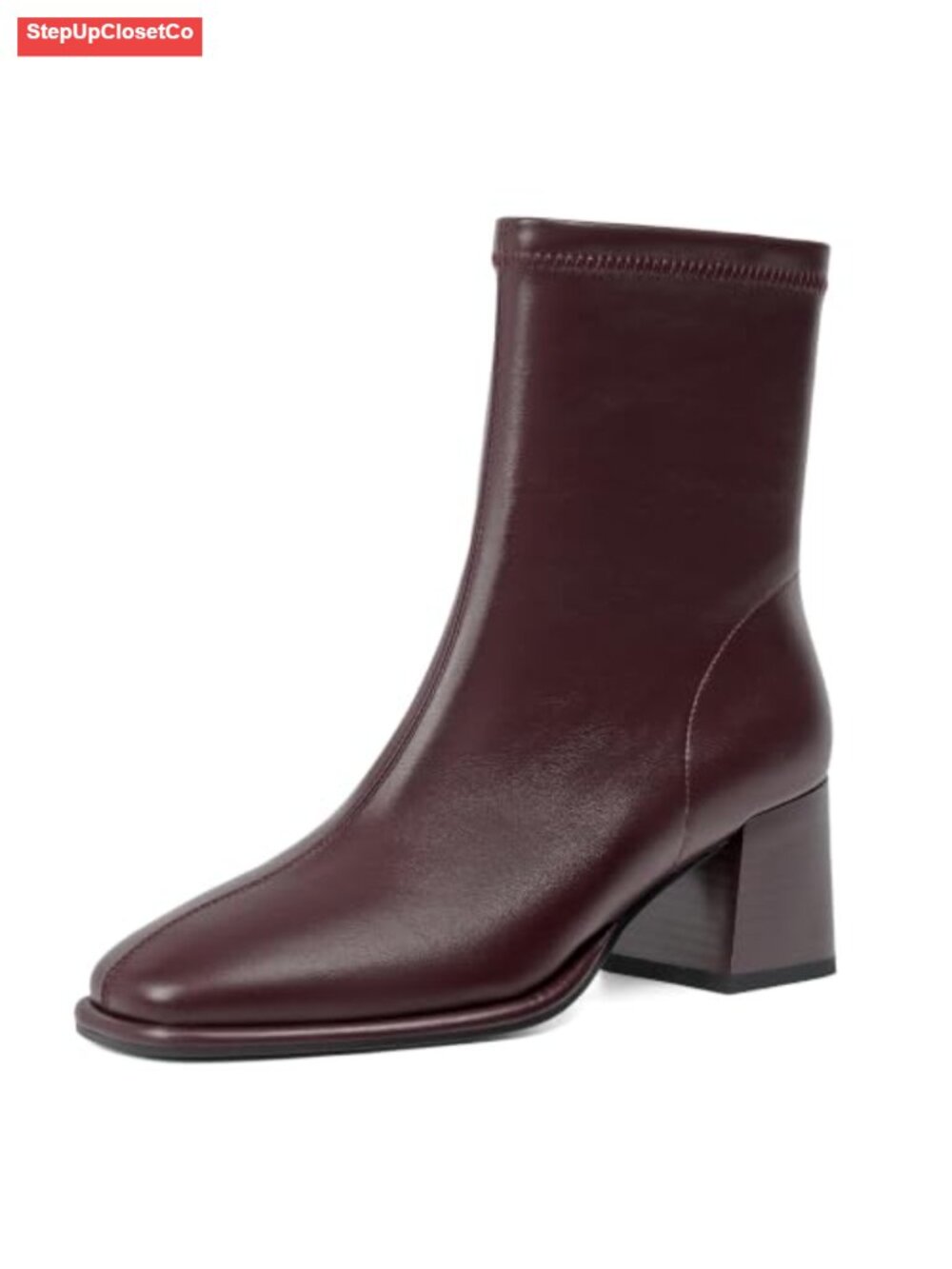 Women's Square Toe Ankle Boots Chunky Block Heel Faux Leather Booties